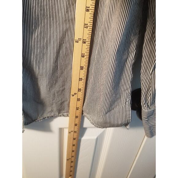 QUACKER FACTORY BLACK WHITE STRIPED PUMPKIN FALL BUTTON DOWN SHIRT WOMENS Medium - Picture 5 of 7